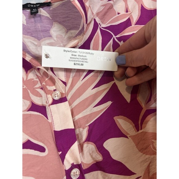 Drew Anthropologie Blouse Women’s medium Pink Floral Button Front NWT $216 - Picture 7 of 7
